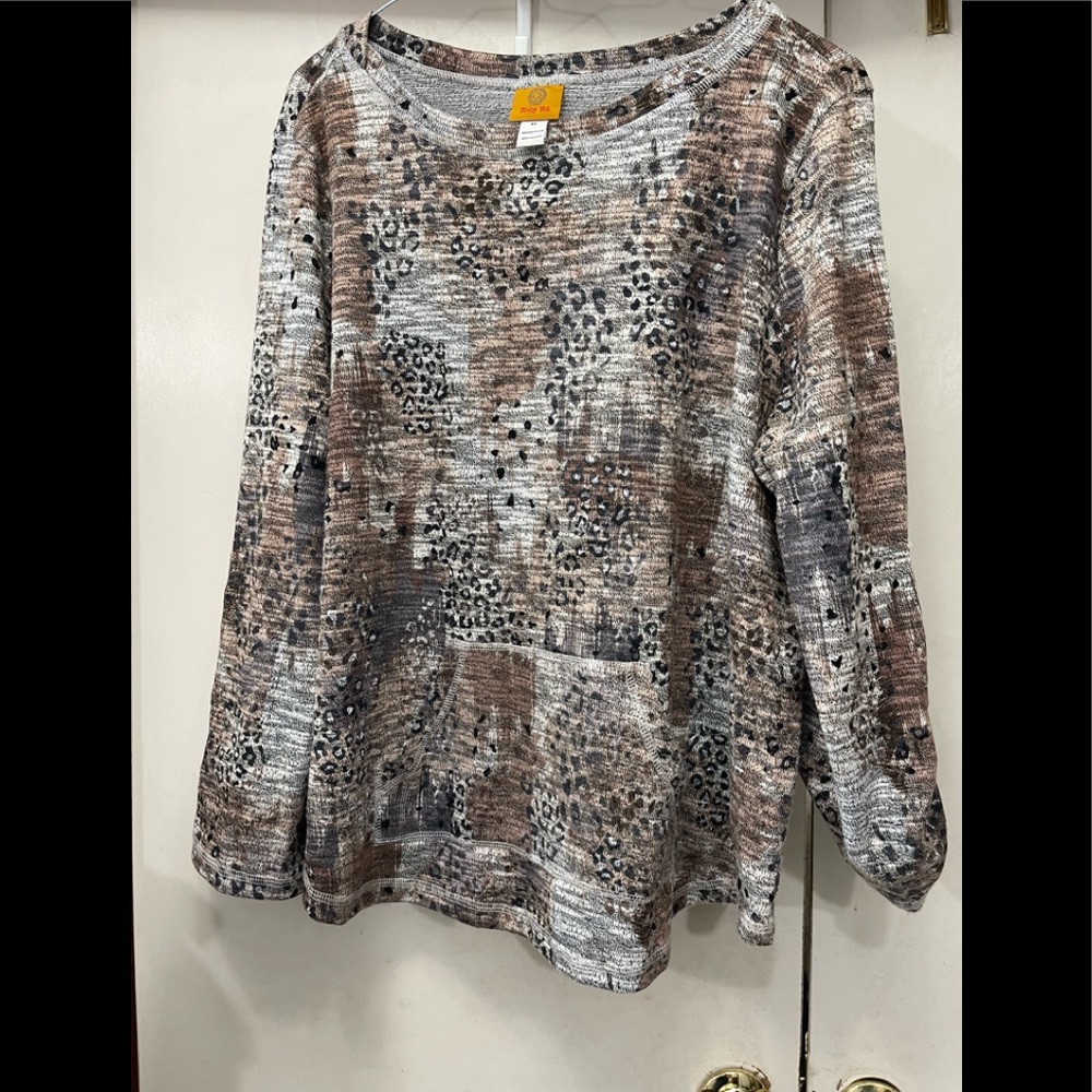 Ruby Rd tunic top.  Shades of tan.  Size XL